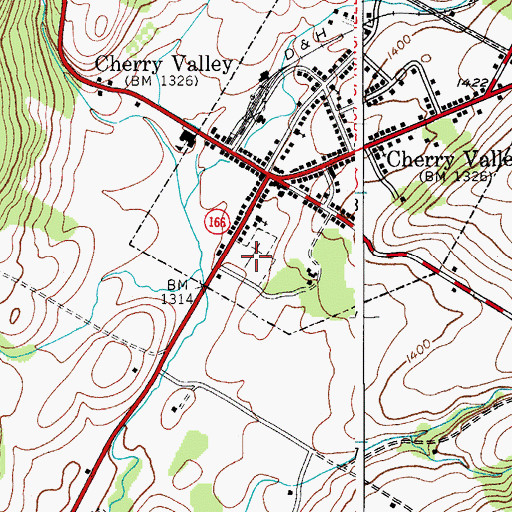 Topographic Map of Cherry Valley Cemetery, NY