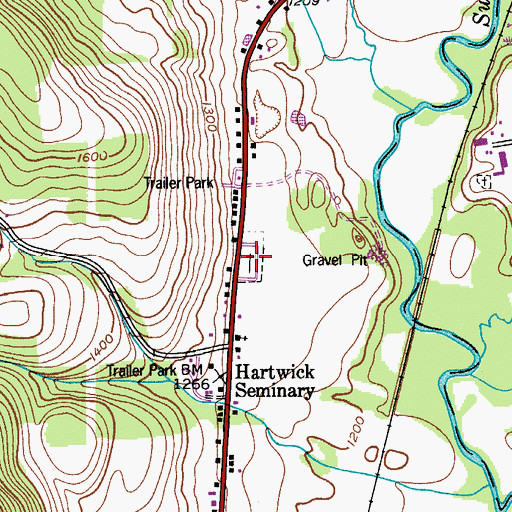 Topographic Map of Hartwick Seminary Cemetery, NY