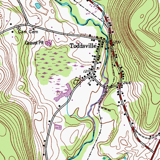 Topographic Map of Toddsville Cemetery, NY