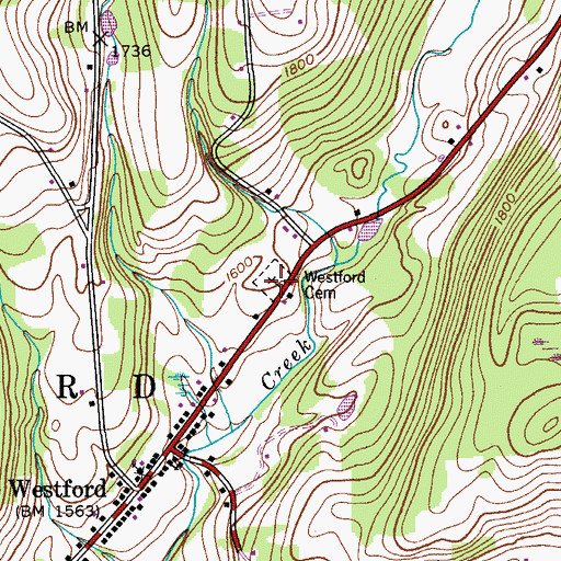 Topographic Map of Westford Cemetery, NY
