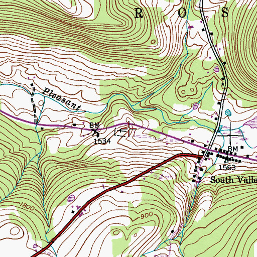 Topographic Map of South Valley Pleasant Brook Cemetery, NY