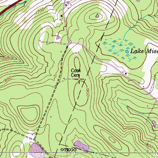Topographic Map of Cook Cemetery, NY