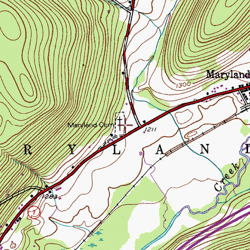 Topographic Map of Maryland Cemetery, NY