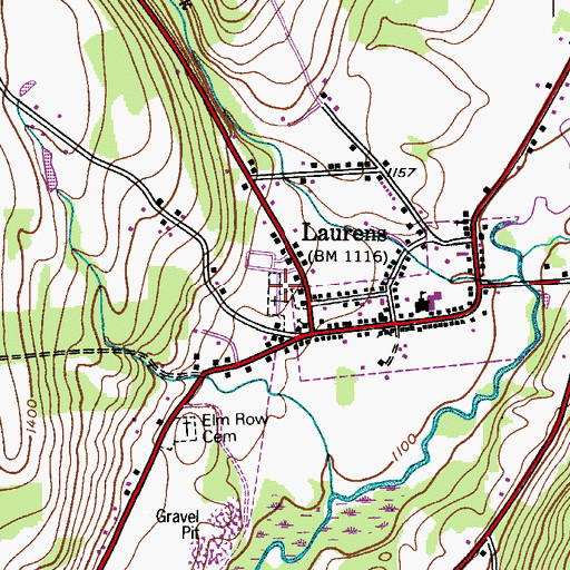 Topographic Map of Laurens Village Cemetery, NY