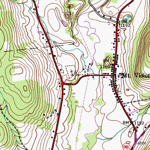 Topographic Map of Mount Vision Cemetery, NY