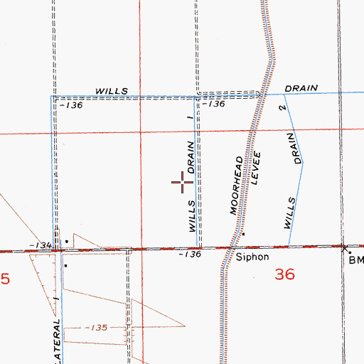 Topographic Map of Wills Drain One, CA