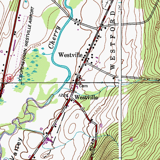 Topographic Map of Westville Baptist Churchyard Cemetery, NY