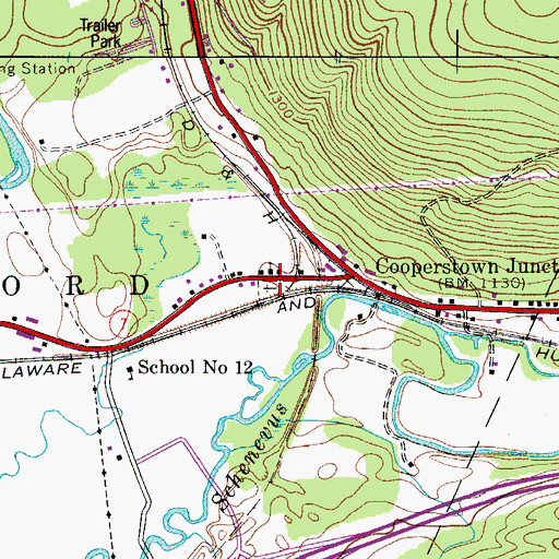 Topographic Map of Cooperstown Junction Cemetery, NY