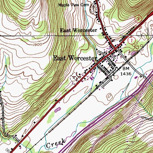 Topographic Map of East Worcester Cemetery, NY