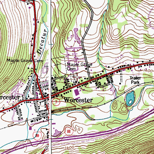 Topographic Map of Saint Josephs Cemetery, NY
