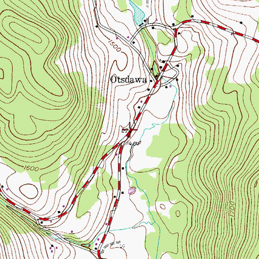 Topographic Map of Otsdawa Cemetery, NY