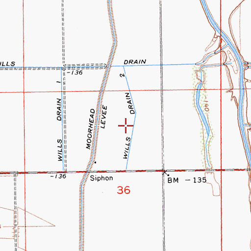 Topographic Map of Wills Drain Two, CA