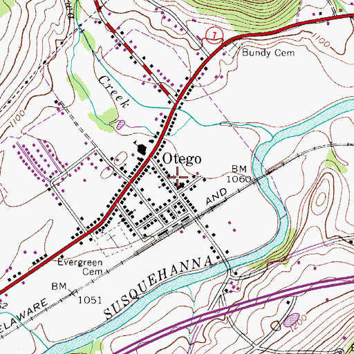 Topographic Map of Presbyterian Cemetery, NY