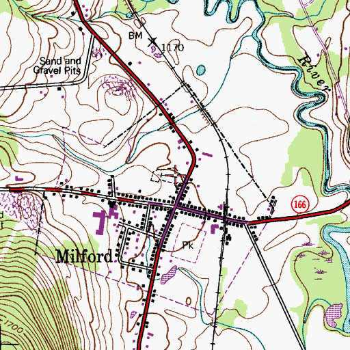 Topographic Map of Milford Village Cemetery, NY