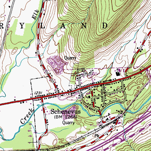 Topographic Map of Schenevus Cemetery, NY