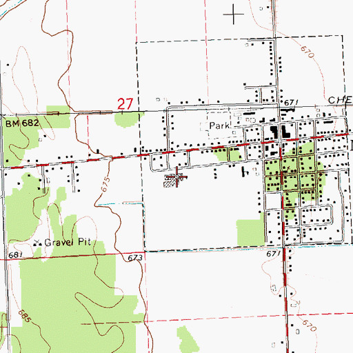 Topographic Map of Merrill High School, MI