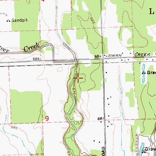 Topographic Map of Twin Bridges Golf Course, MI