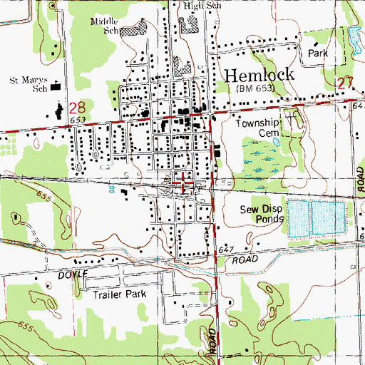 Topographic Map of Hemlock Station, MI