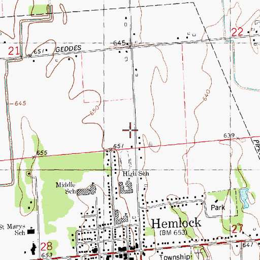 Topographic Map of Richland Township Fire Department, MI