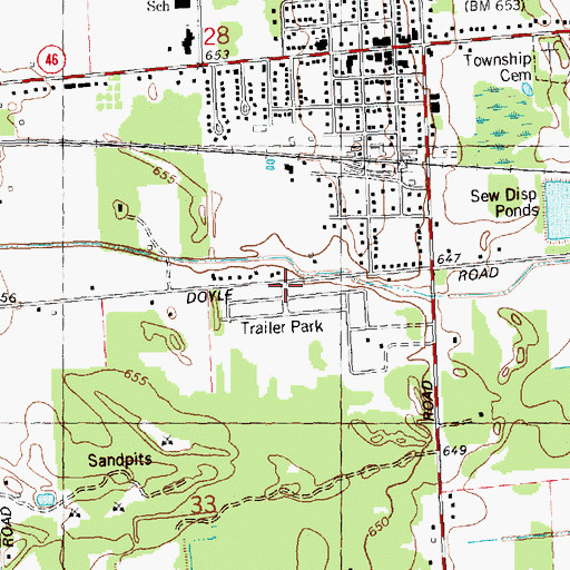 Topographic Map of Pleasant Valley Estates Mobile Home Park, MI