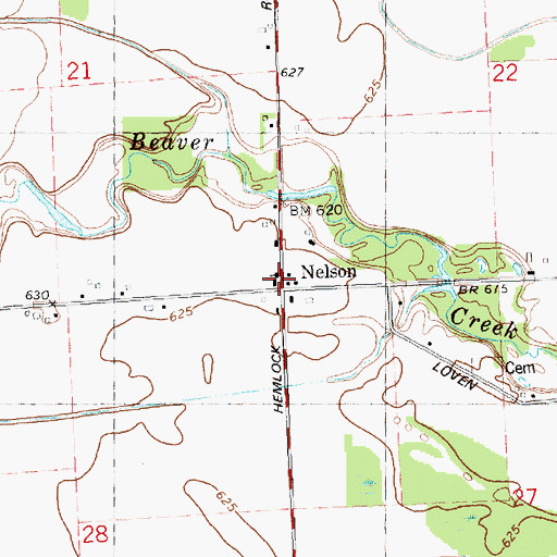 Topographic Map of Nelson United Methodist Church, MI