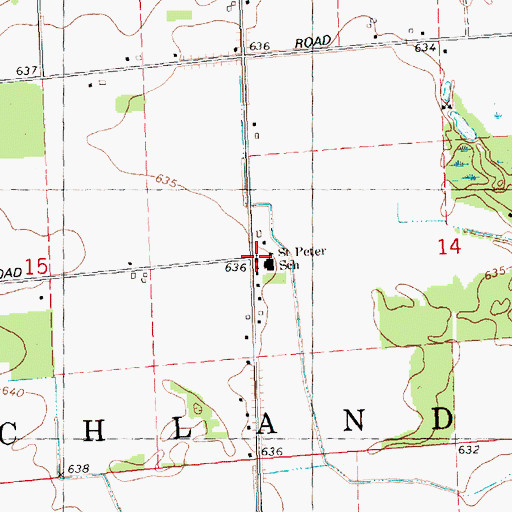Topographic Map of Saint Peter Lutheran Church, MI