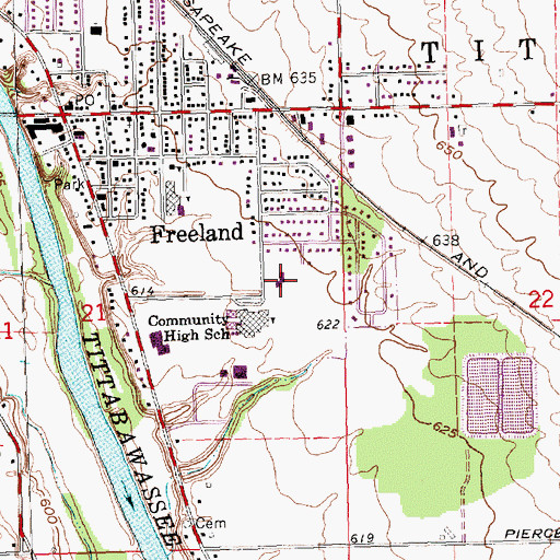 Topographic Map of Zion Evangelical Lutheran Church, MI