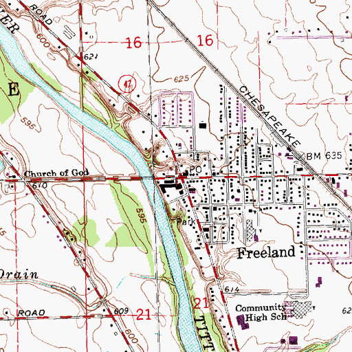 Topographic Map of Village Park, MI
