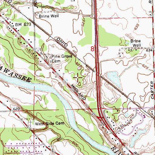 Topographic Map of Tittabawassee Township Park, MI