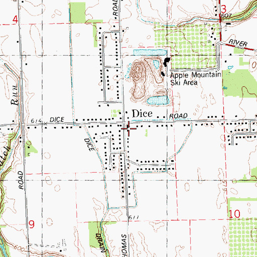 Topographic Map of Dice Wesleyan Church, MI