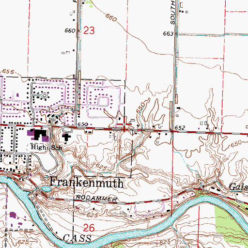 Topographic Map of Saint John's Lutheran Church, MI