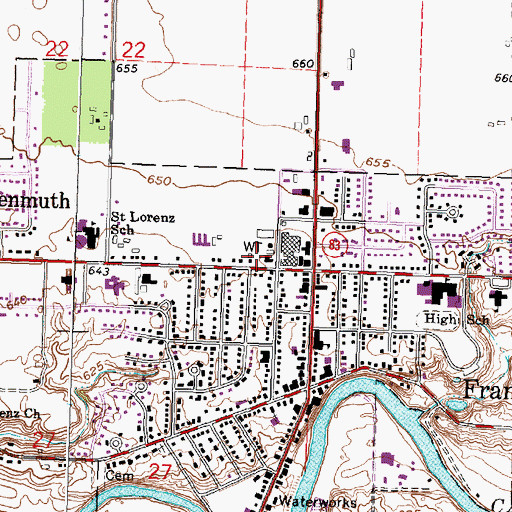 Topographic Map of Frankenmuth Police Dept, MI