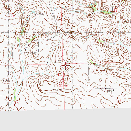 Topographic Map of Unorganized Territory of Wyandotte, SD