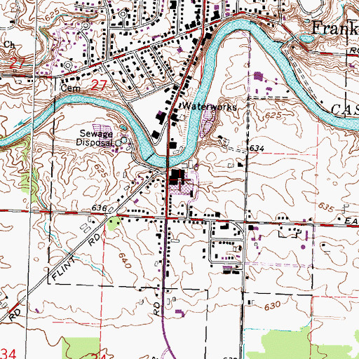 Topographic Map of Frankenmuth River Place, MI