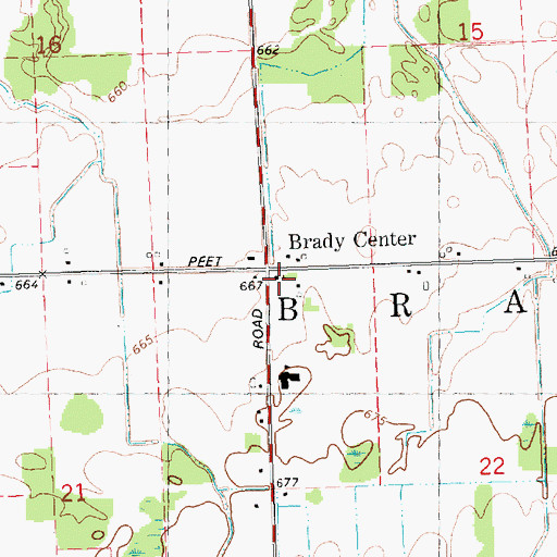 Topographic Map of Brady Center Wesleyan Church, MI