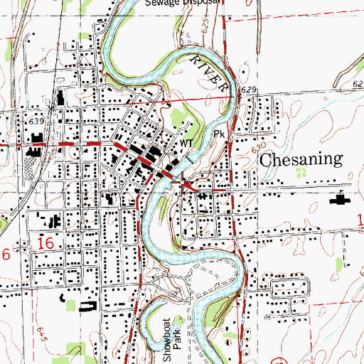 Topographic Map of Chesaning Public Library, MI