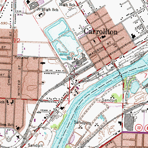 Topographic Map of Carrolltown Station, MI