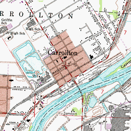 Topographic Map of Carrollton Post Office, MI