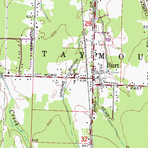 Topographic Map of Taymouth Township Library, MI