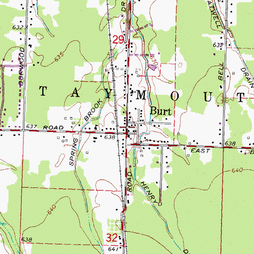 Topographic Map of Burt Post Office, MI