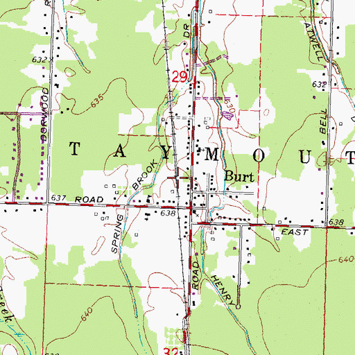Topographic Map of Burt Station, MI