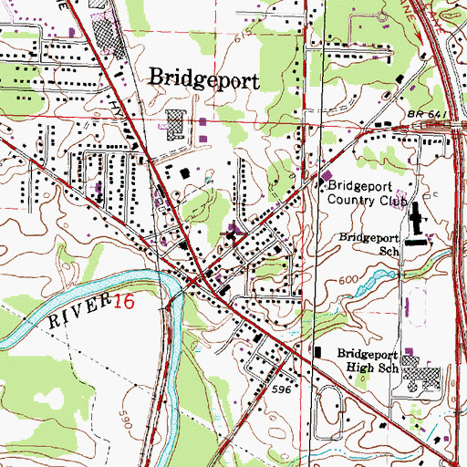 Topographic Map of Bridgeport Community Church, MI