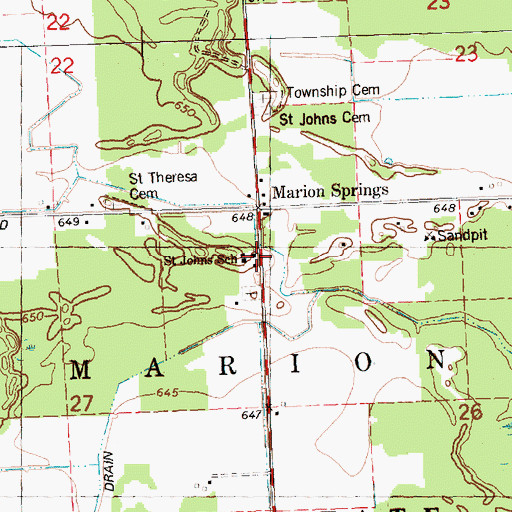 Topographic Map of Saint John's Lutheran Church, MI