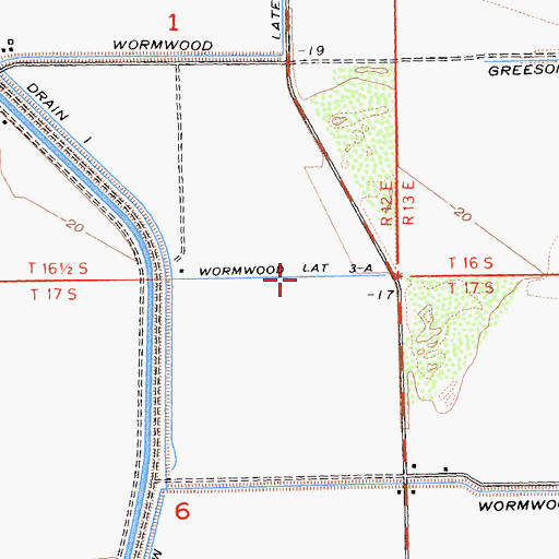 Topographic Map of Wormwood Lateral Three-A, CA