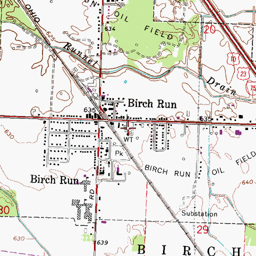 Topographic Map of Birch Run Police Department, MI