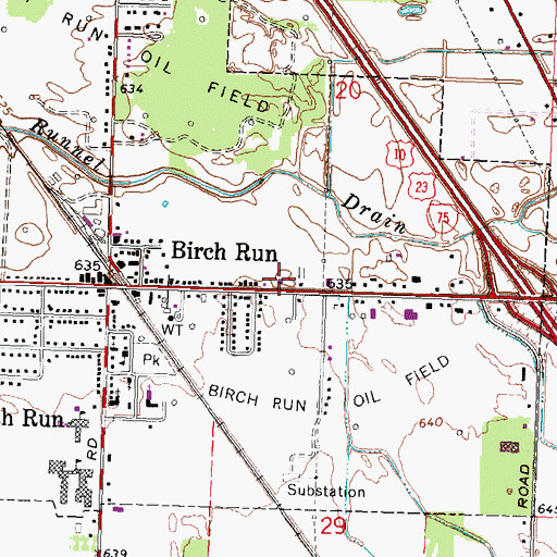 Topographic Map of Birch Run Township Fire Department, MI