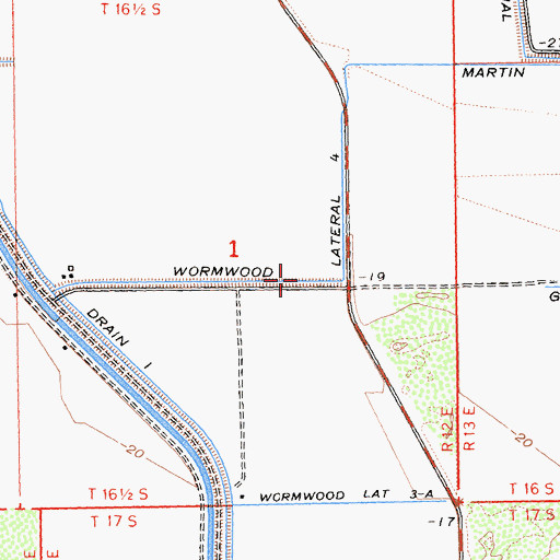 Topographic Map of Wormwood Lateral Four, CA