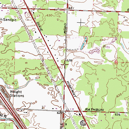 Topographic Map of Birch Run Baptist Church, MI