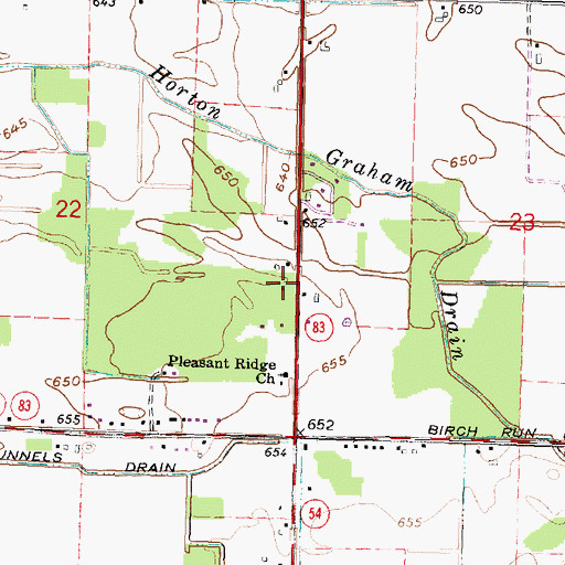 Topographic Map of Pine Ridge RV Campground, MI