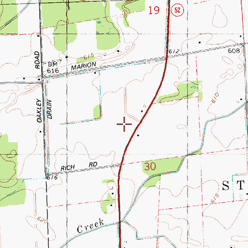 Topographic Map of Saint John's Lutheran Cemetery, MI